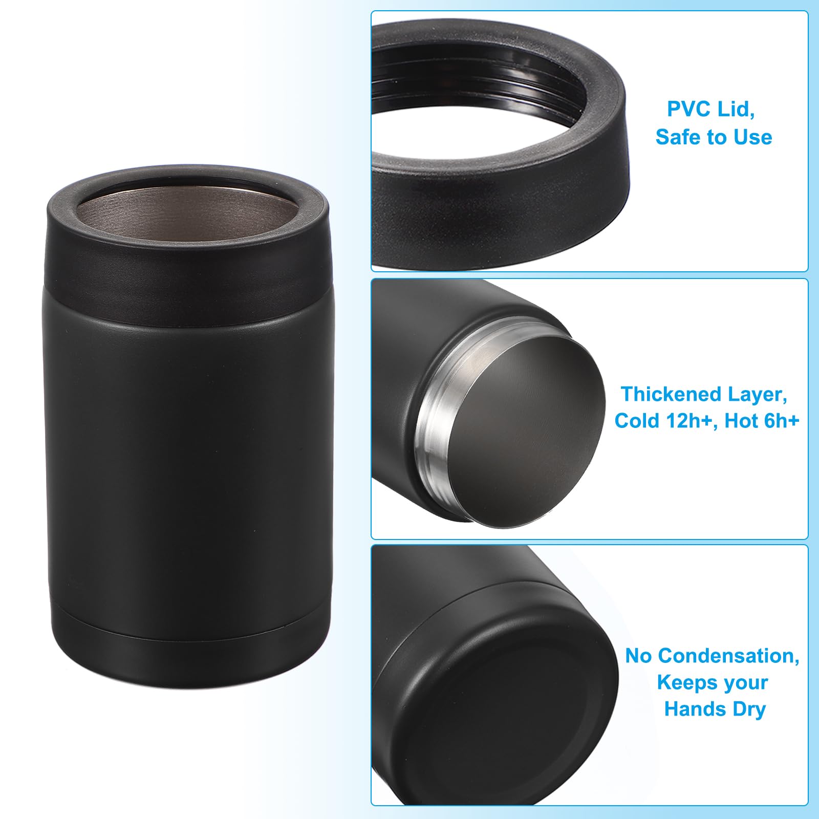 PATIKIL Raffreddatore per Lattine Sottile, 12oz Skinny Can Insulated Beer Sleeve Portabevande per Lattine e Bottiglie di Birra, Soda, Caffè, Lattine e Bottiglie Normali, Nero