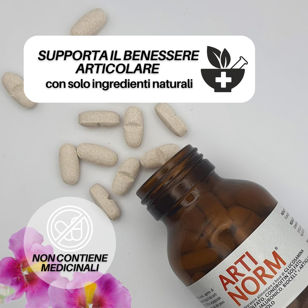 ARTINORM Integratore Alimentare – 60 Compresse con Glucosamina, Condroitina, Acido Ialuronico e Collagene BioCell