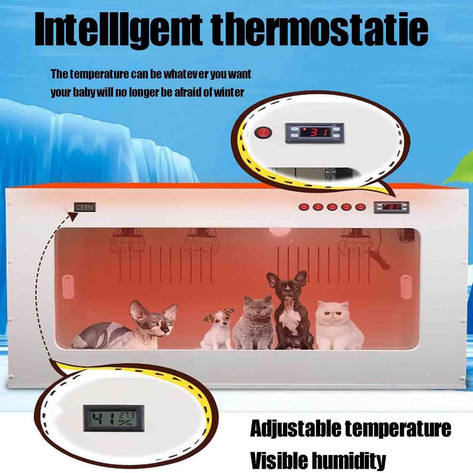 Incubatrice portatile isolata per cuccioli con riscaldamento e ventilatore, compatta per il trasporto sicuro e l'assistenza domiciliare di cani e gatti appena nati