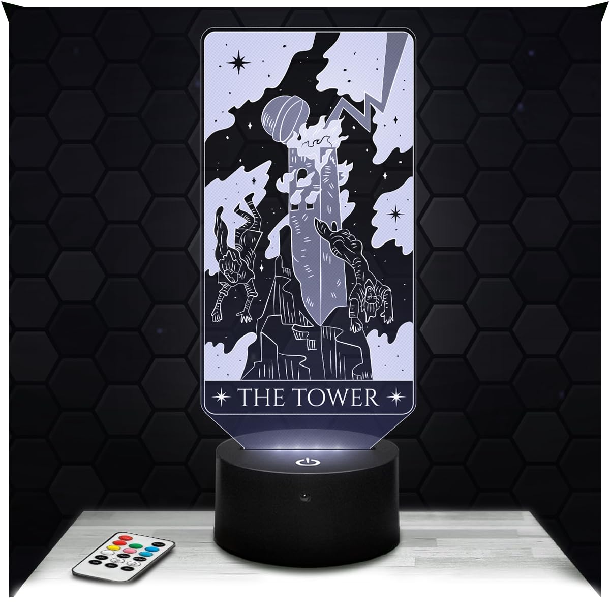 Lampephoto.fr - The Tower Arcane Tarot 3D Lamp, Gift idea for Decoration Cartomancy Oracle Card, Lamp for Office or Living Room Decoration The Tower Arcane Tarot, Original Christmas, Gift Idea