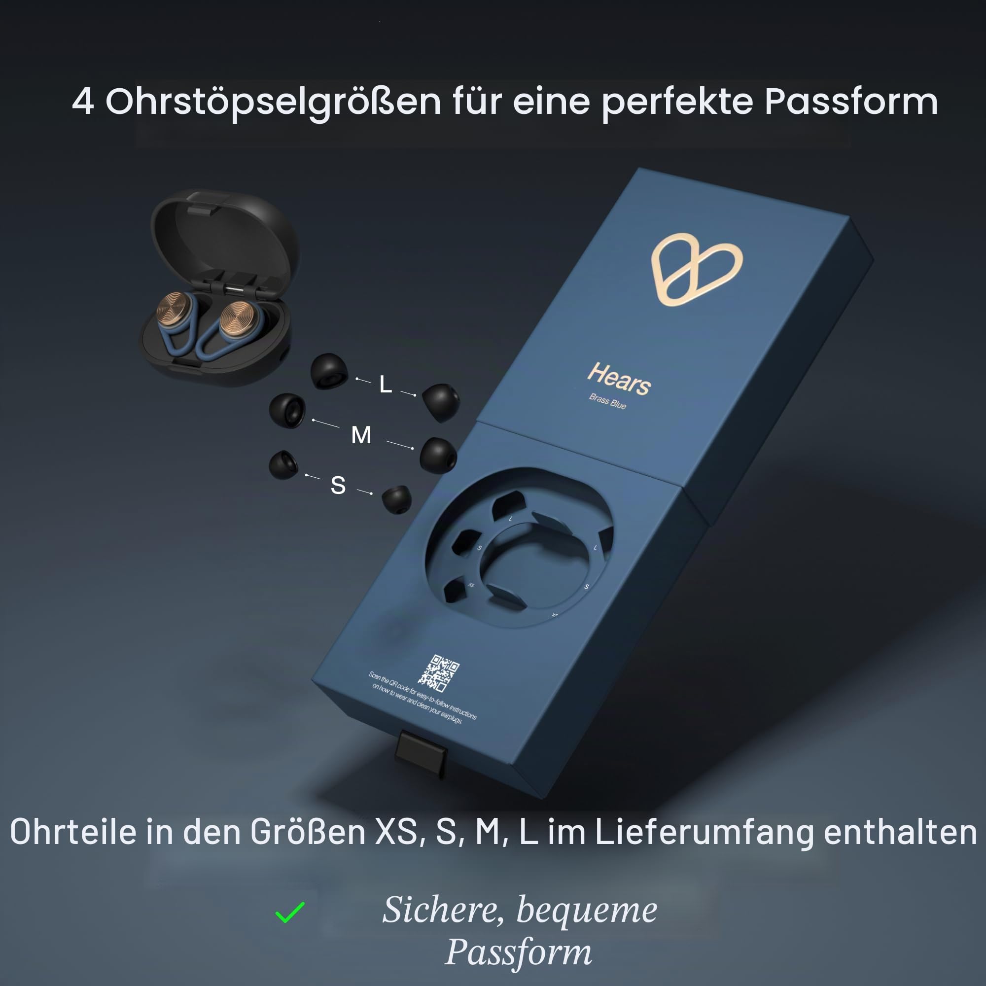 Hears One Konzert-Ohrstöpsel, 20 dB SNR Schallreduzierung, wiederverwendbare Ohrstöpsel für Konzerte und Schlaf, hypoallergener Gehörschutz, geräuschreduzierende Ohrstöpsel mit 4 Spitzengrößen für