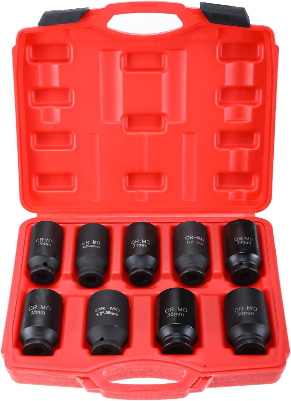 KUNTEC 1/2 Inch Drive Deep Impact Axle Hub Socket Set Metric 29mm38mm Tools