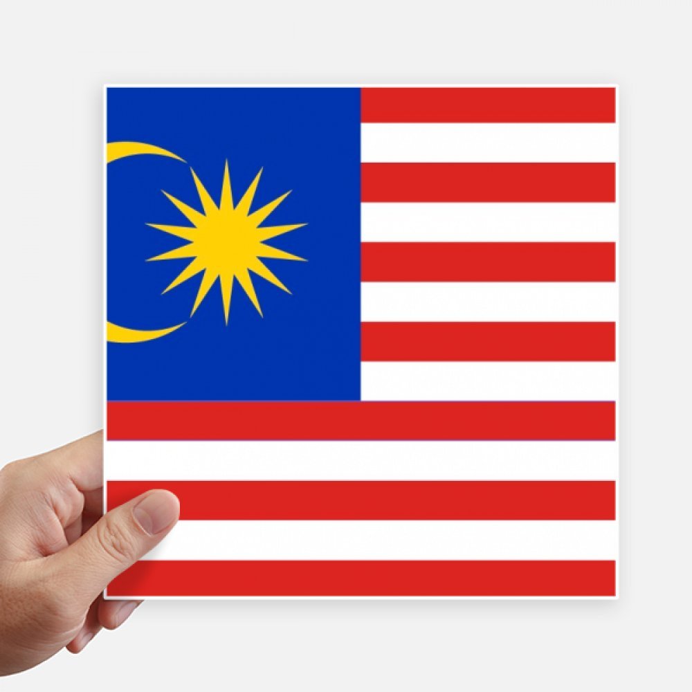 Autocollants drapeau Malaisie 20cm lot de 4 stickers carrés multicolores pour valise et ordinateur