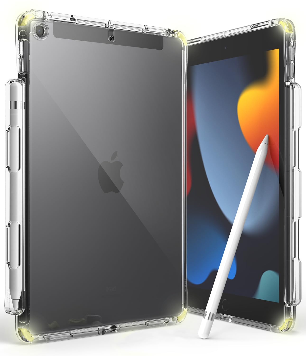 Ringke Fusion Plus with DIY Soft Bumper Compatible with iPad 9th Generation (10.2 inch, 2021)/iPad 8th/7th Gen, Clear Shockproof Flexible TPU Silicone Bumper Hard Back Cover - White & Lime Glow (B09RNHFR3Y) Amazon Price History, Amazon Price Tracker