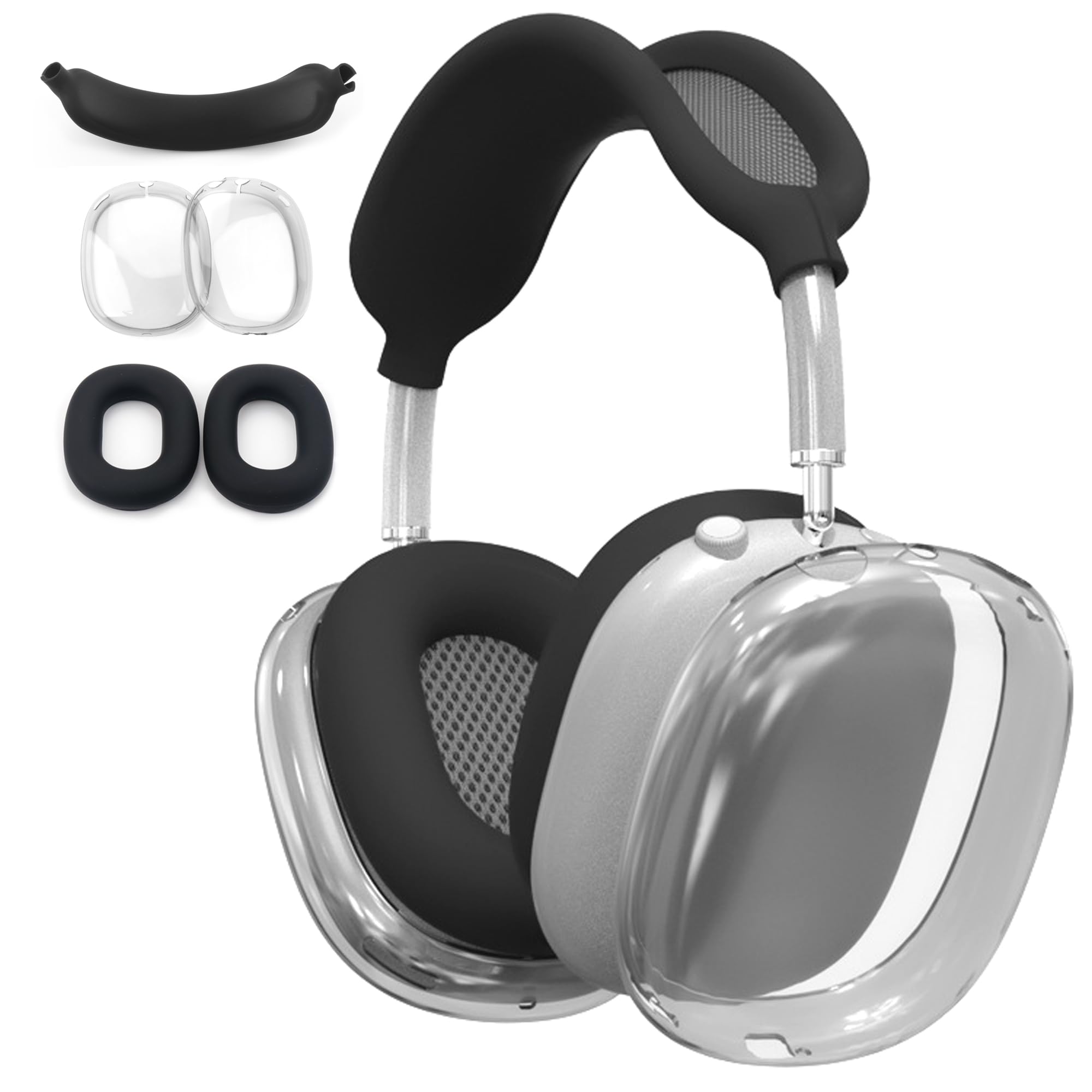 Silicone Case Cover Kit Compatible with Airpods Max Headphones Ear Pad Case Cover/Ear Cups Cover/Headband Cover Sweatproof Soft Silicone Protector for