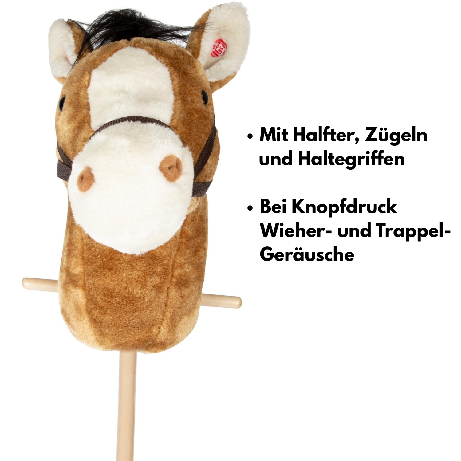 Small Foot Hobby Horsing Steckenpferd Nico mit Springhindernis - Braun | Steckenpferd & Springhindernis | verstellbare Sprunghöhe | Wieher- & Trappelgeräusche | Rollen am Stiel | Halfter & Zügel