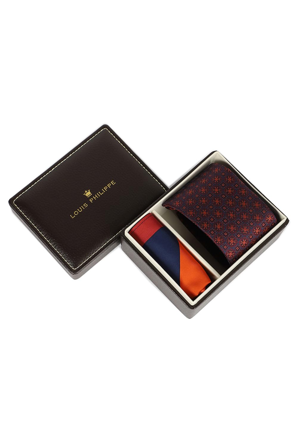 louis philippe Men's Polyester Maroon Embroidered Tie And Formal Pocket Square, Free Size-picture-41