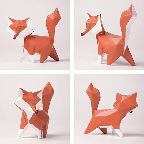 Miniatura 4 de HAUCOZE Figura de zorro para regalo de escultura geométrica, decoración de estatua de animales, regalos de poliresina, arte de 4.0 pulgadas
