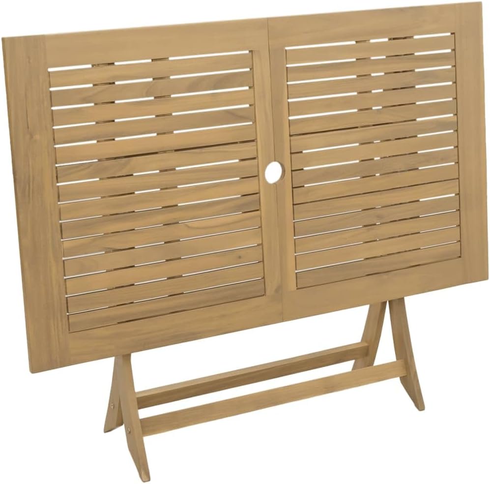 Garden Coffee Table Light Brown Solid Acacia Wood Foldable Medium Rectangular Patio Furniture Outdoor Table for Patio, Balcony, or Terrace Seating Four