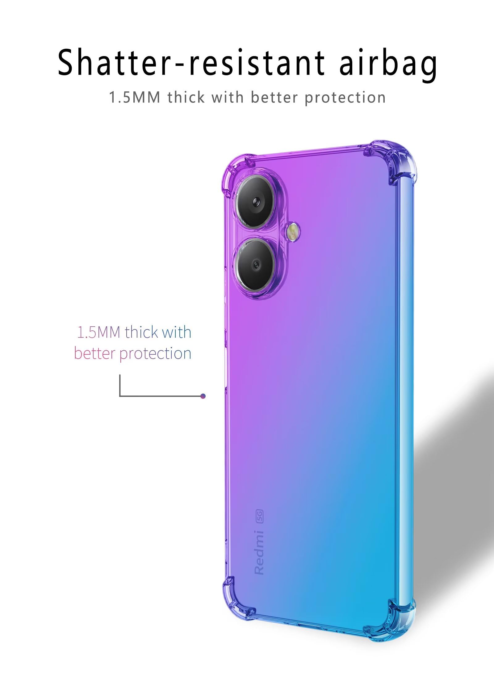 HONLEN Handyhülle Für Redmi 13C 5G / 13R 5G – Matte Silikonhülle Mit Ringhalter & Magnet, Transparent, Schwarz