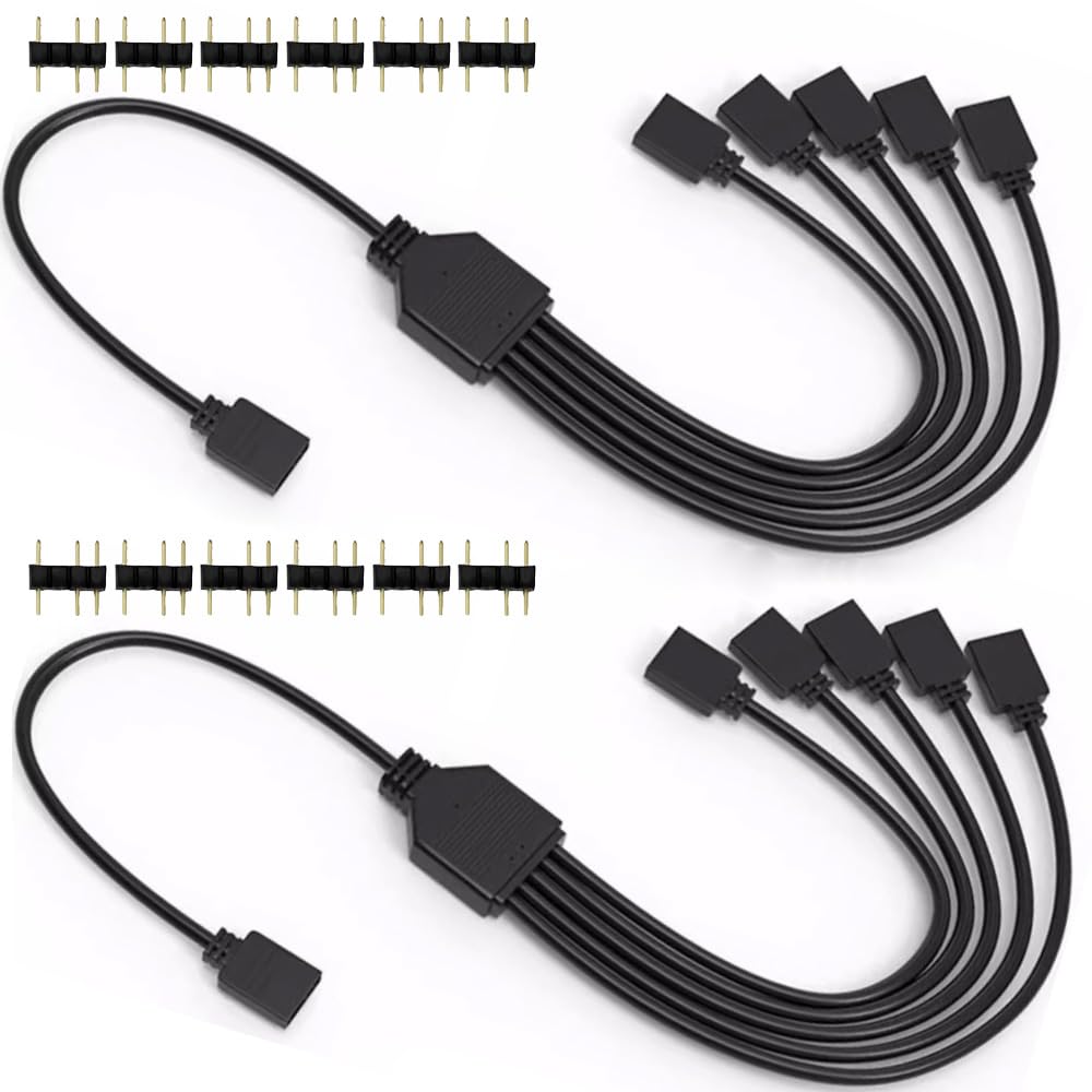 Gebildet Kabel rozdzielacza ARGB 1 do 5, adresowalny 3-pinowy przedłużacz RGB 5 V, kabel do synchronizacji ARGB LED do przedłużania wentylatorów ARGB lub serii LED do komputera PC