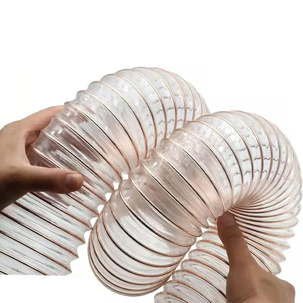 Heavy-Du - Tubo flessibile in poliuretano trasparente per raccolta della polvere, tubo flessibile per aspirazione aspirata per estrazione fumi, design retrattile per un efficiente De ment