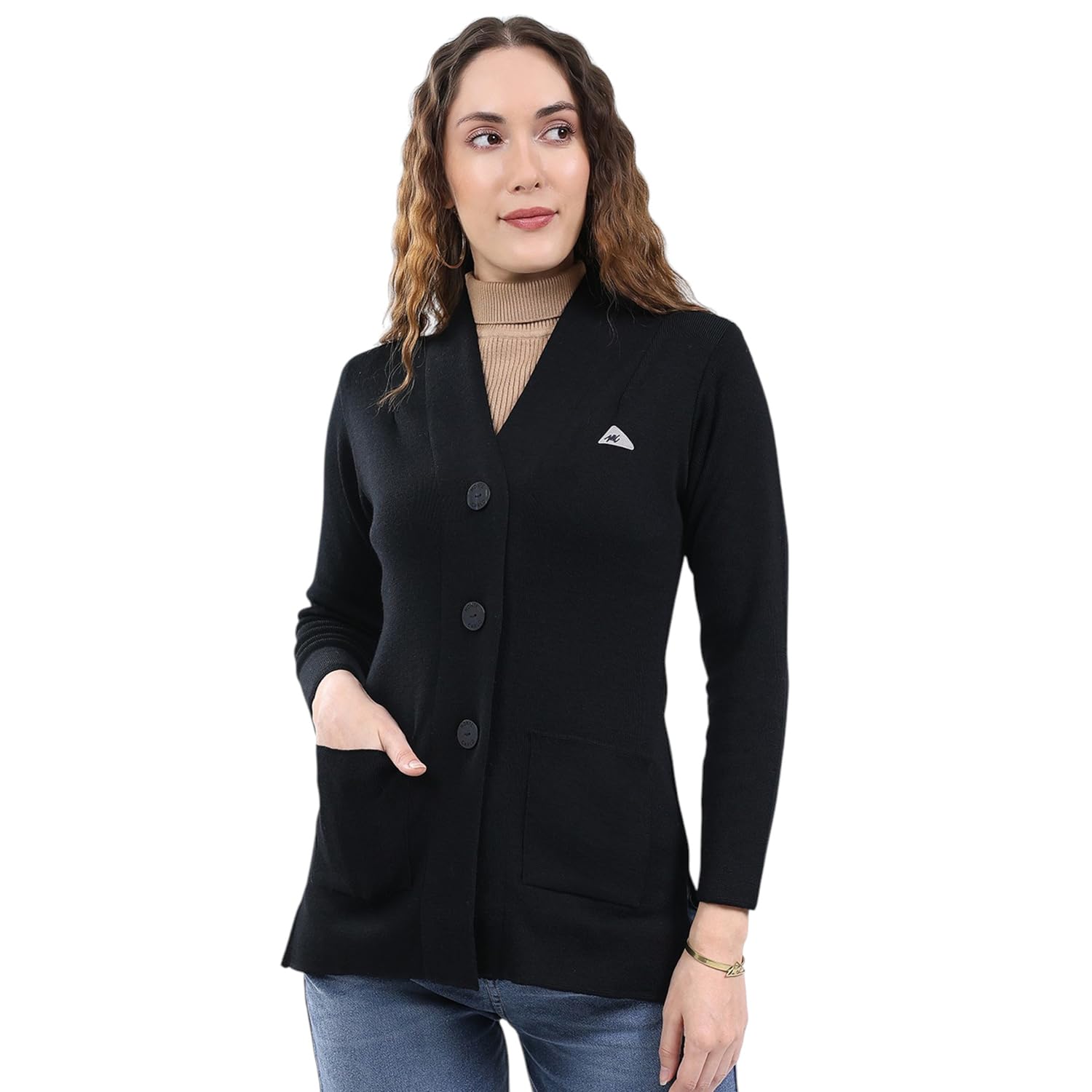 monte carlo Women's Regular Fit Solid V Neck Full Sleeve Cardigan| Warm Woolen Buttoned Sweater for Ladies | Stylish Knitted Cardigan for Women's (Pack of 1)-picture-41