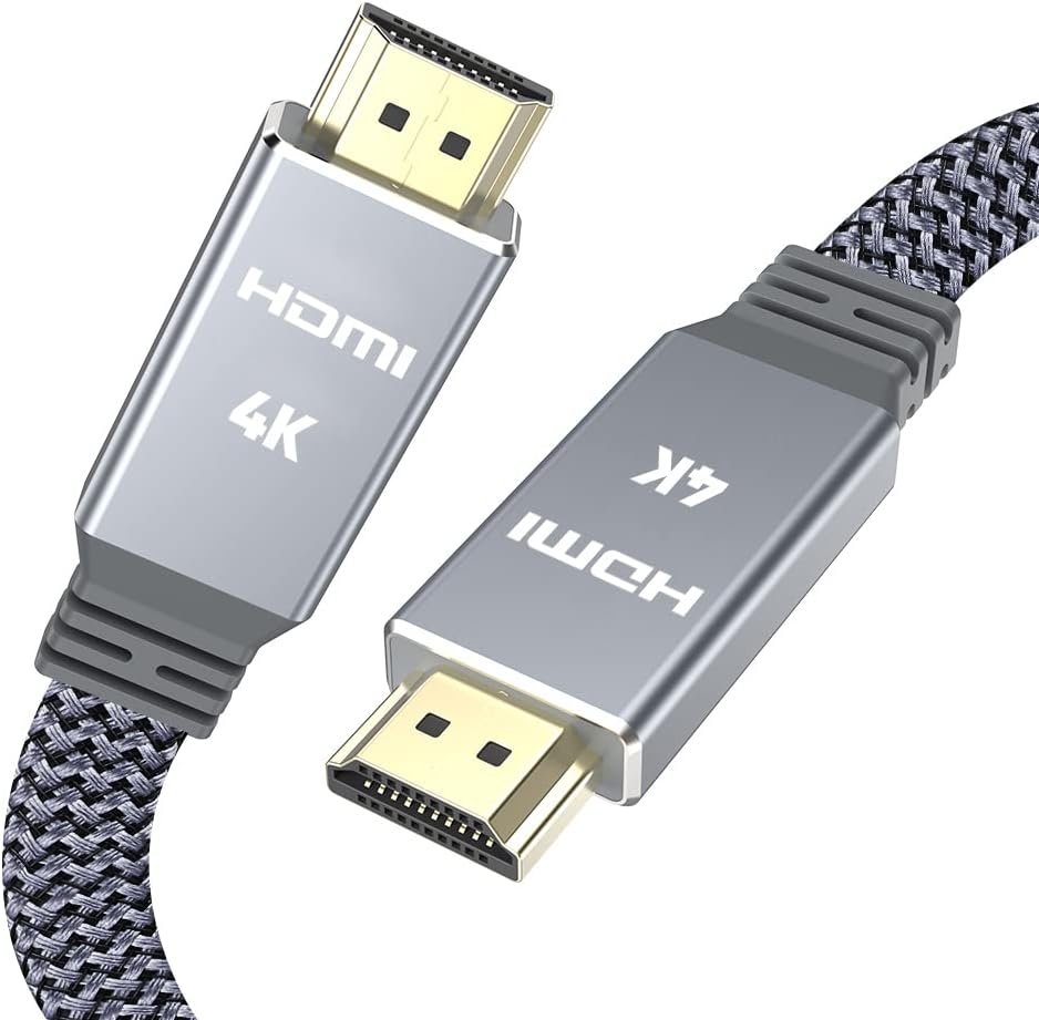4K HDMI cable 0.5m, flat HDMI Cable Snowkids flat hdmi to hdmi cable 4K@60Hz,2160p,1080p,3D,ARC,Ethernet,Video return,HDCP 2.2,compatible with fire TV/PS4 quality nylon cord grey