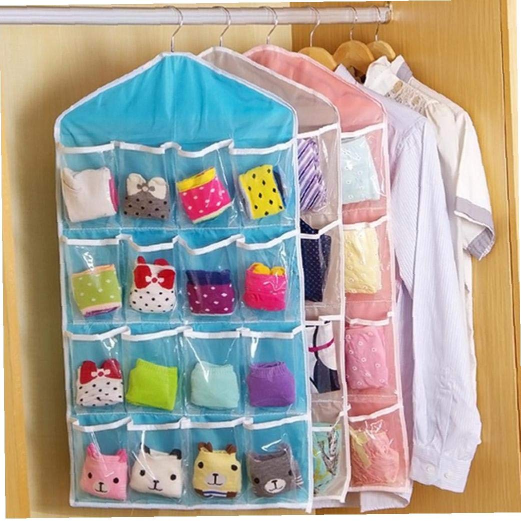 St4u Green 16 Pockets Storage Organiser Door Wall Hanging Closet Wardrobe Storage Bag Caddy For Bra Underwear Shoes Socks Jewelry Tidy Organiser