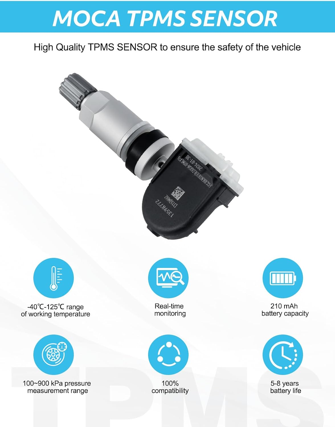 TPMS Sensor, GM 433Mhz Tire Pressure Sensors Replacement for Chevy/Chevrolet Cadillac Buick GMC Replaces# 13598773, 13589601, 13506028, 13594222, 4 Pcs