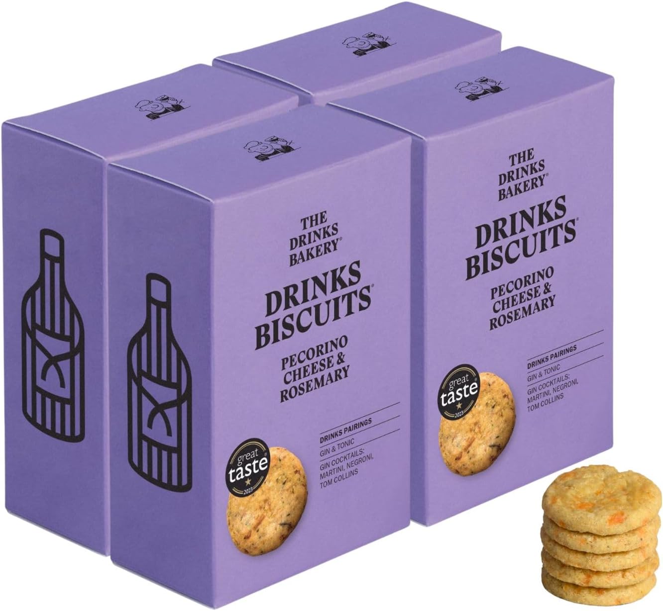 – Pecorino Cheese & Rosemary - Premium Biscuits Paired with Gin & Tonic & Gin Cocktails - Award-Winning Savory Snacks Seen on Dragons’ Den - Made in Scotland - 4 x 110g Pack