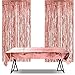 Produktbild iZoeL Rosegold Glitzer Vorhänge 2 Stück + Tischdecke 1m*2.7m Rosa Gold Party Dekoration Geburtstag Hochzeit Braut Shower