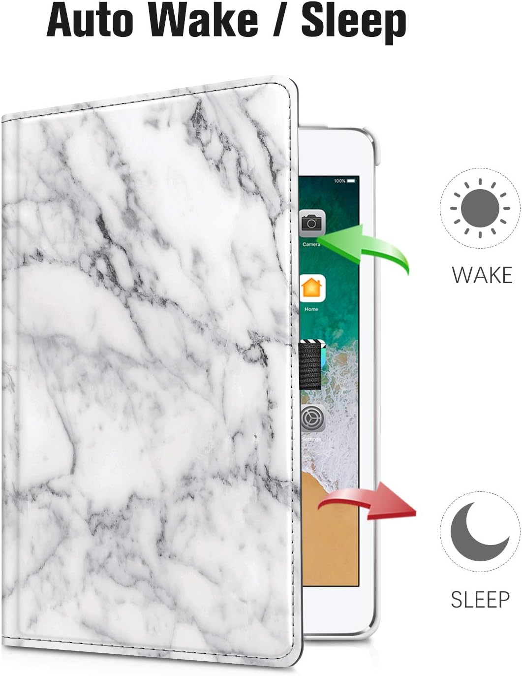Fintie Case for iPad 9.7 2018 2017 / iPad Air 2 / iPad Air - 360 Degree Rotating Stand Protective Cover with Auto Sleep Wake for iPad 9.7 inch (6th Gen, 5th Gen) / iPad Air 2 / iPad Air, Marble