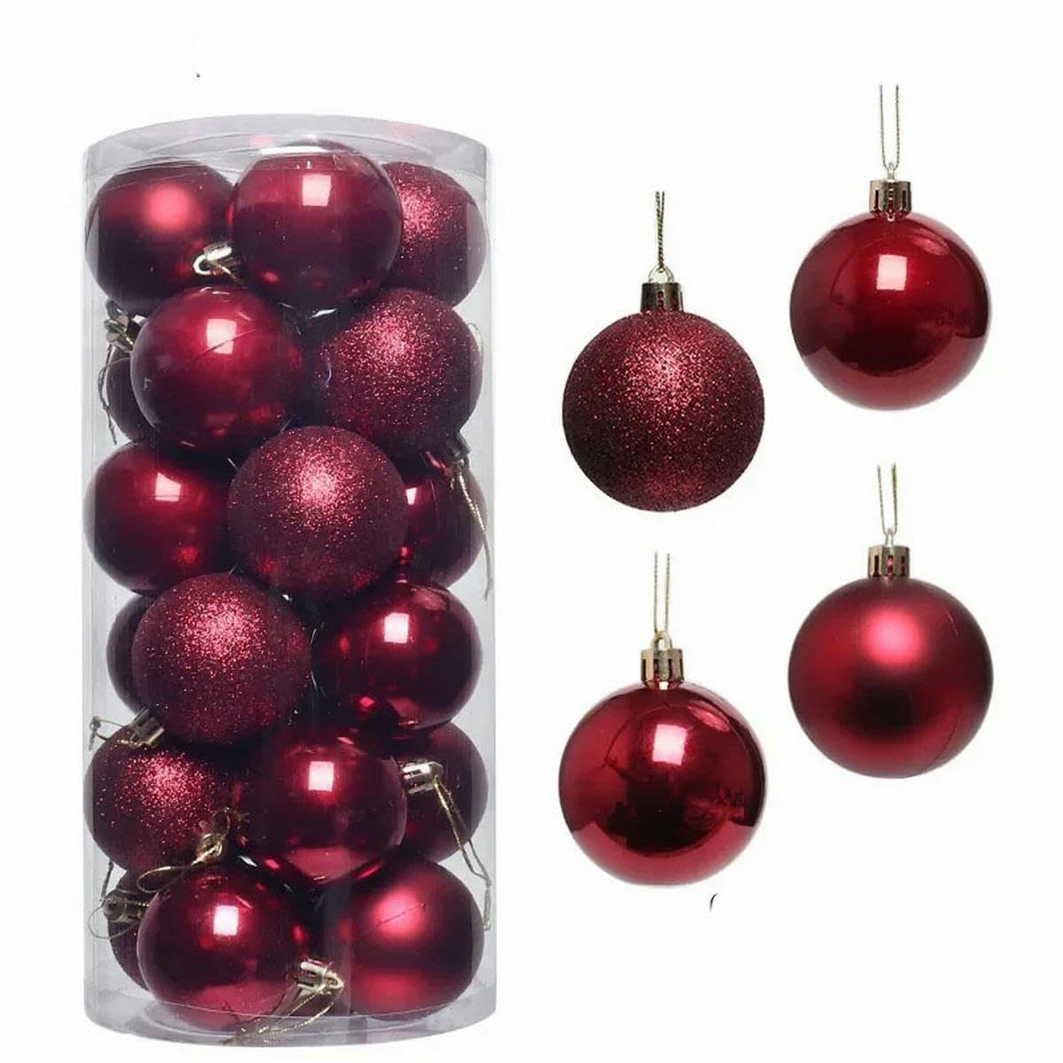 6/8/10 cm, 20/24 Stück Weihnachtskugeln, Mehrfarbig, Weihnachtsbaumschmuck, Neujahrs-Weihnachtsschmuck zum Aufhängen, 6–8 cm