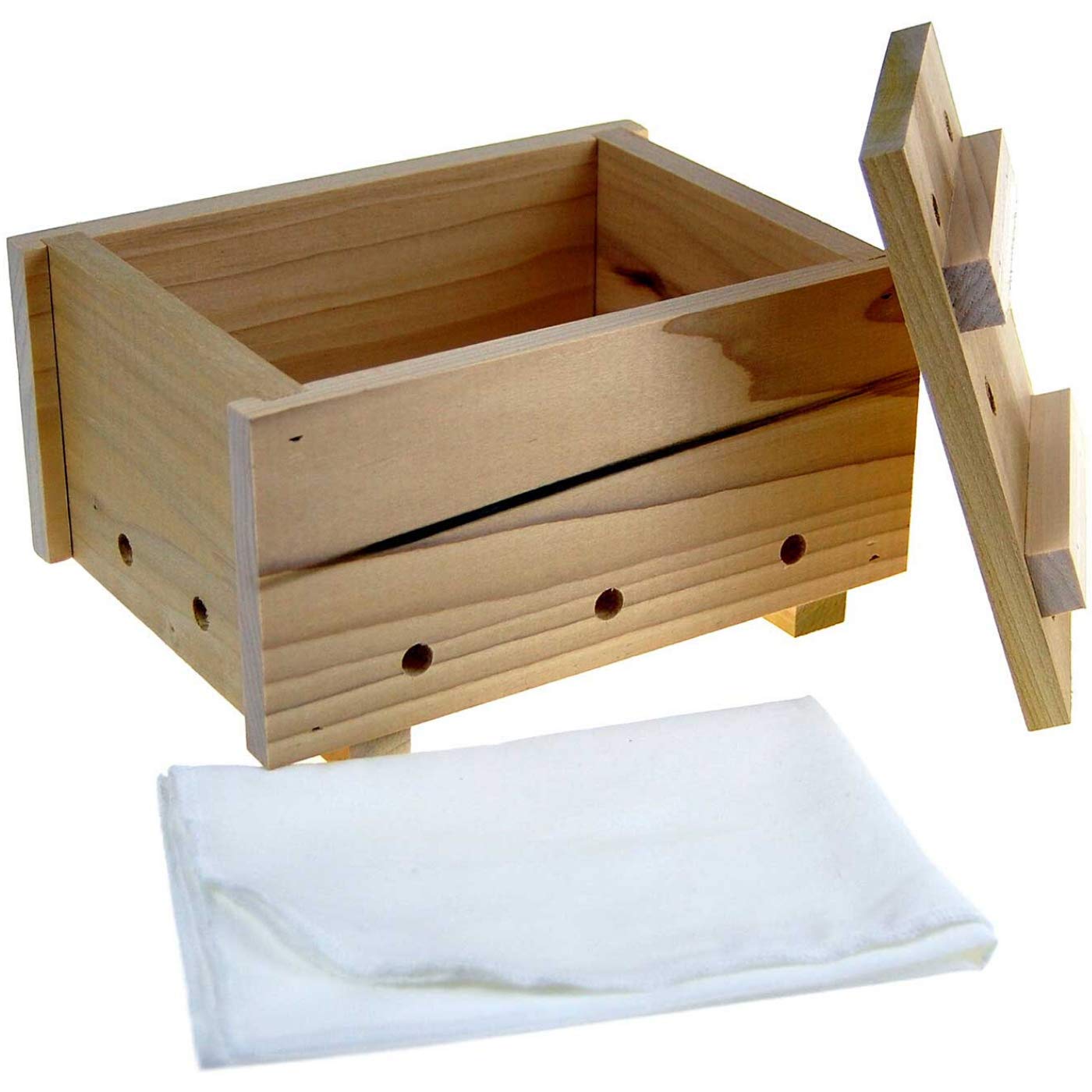 Wood Tofu Mold with Cheesecloth - Large Press for Making Tofu - Makes Up To 3.5 Lbs Per Batch