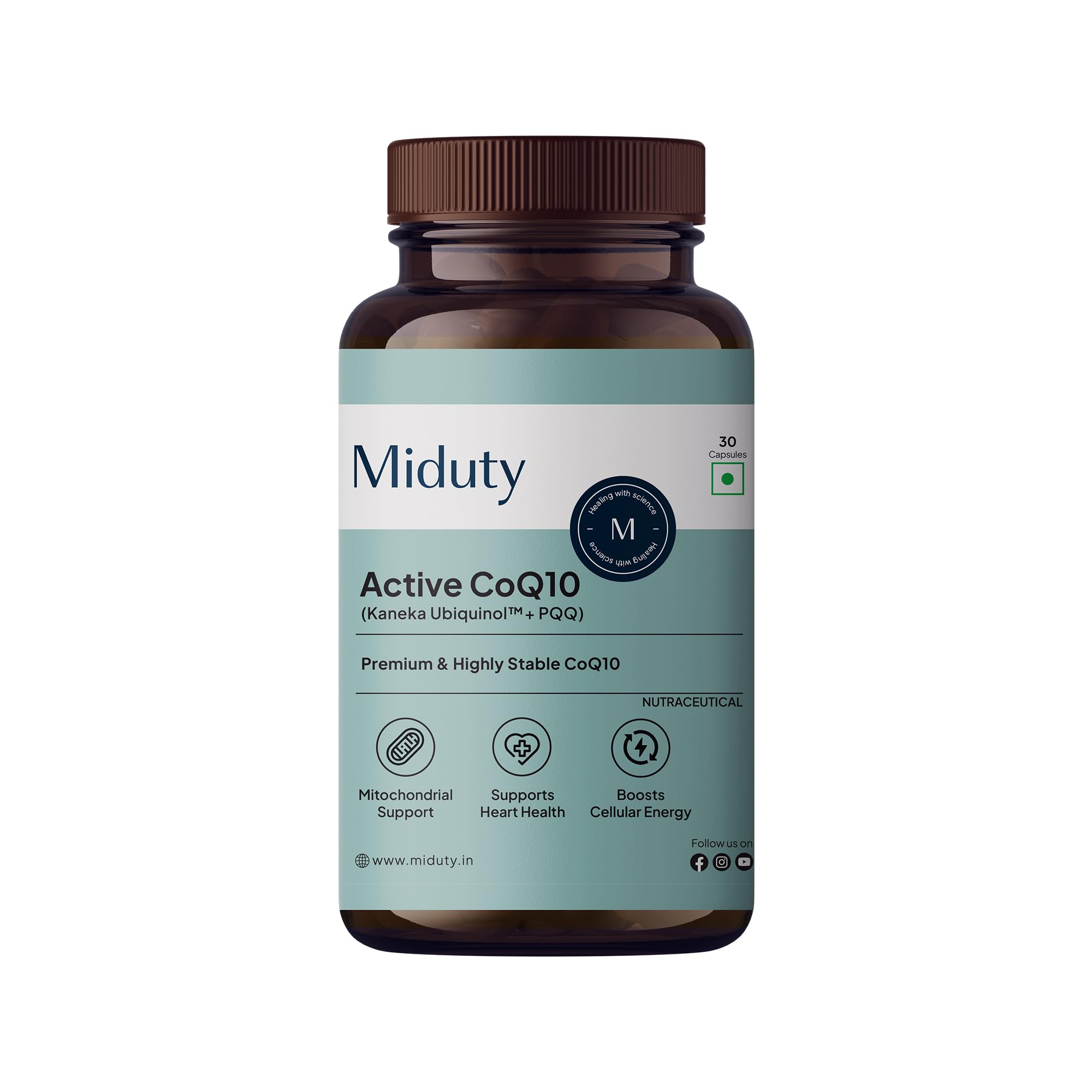 Miduty Active CoQ10 Ubiquinol 100mg with PQQ - Kaneka Ubiquinol - High Absorption Coenzyme Q10 Supplement for Heart, Energy, Brain & Mitochondrial Support - 30 Veg Capsules-image-28