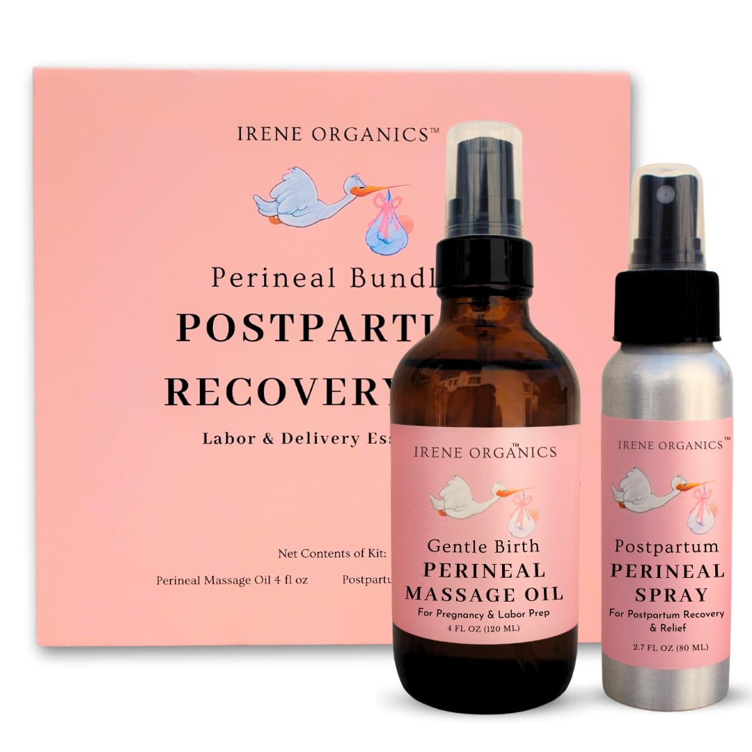 Irene Organics Perineal Massage Oil Spray For Pregnant Women - Prevention For Perineal Tearing, All Natural, Pregnancy Must Haves