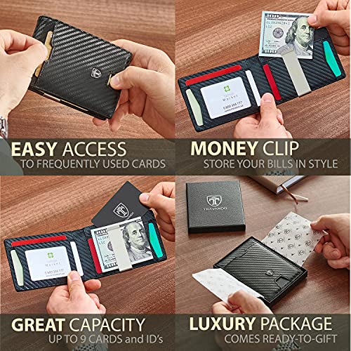 Travando Mens Wallet Money Clip Phoenix Front Pocket Slim Rfid Bifold Gifts (Carbon) #TOP1