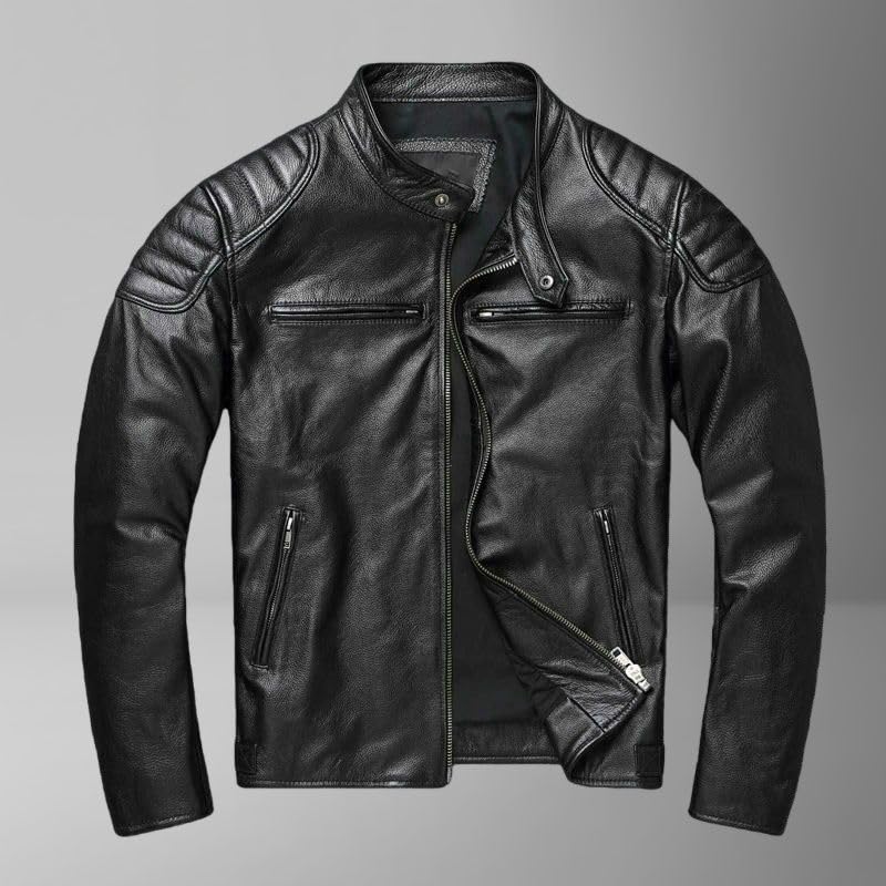 Chaqueta masculina tipo biker en cuero sintético PU miniatura 7