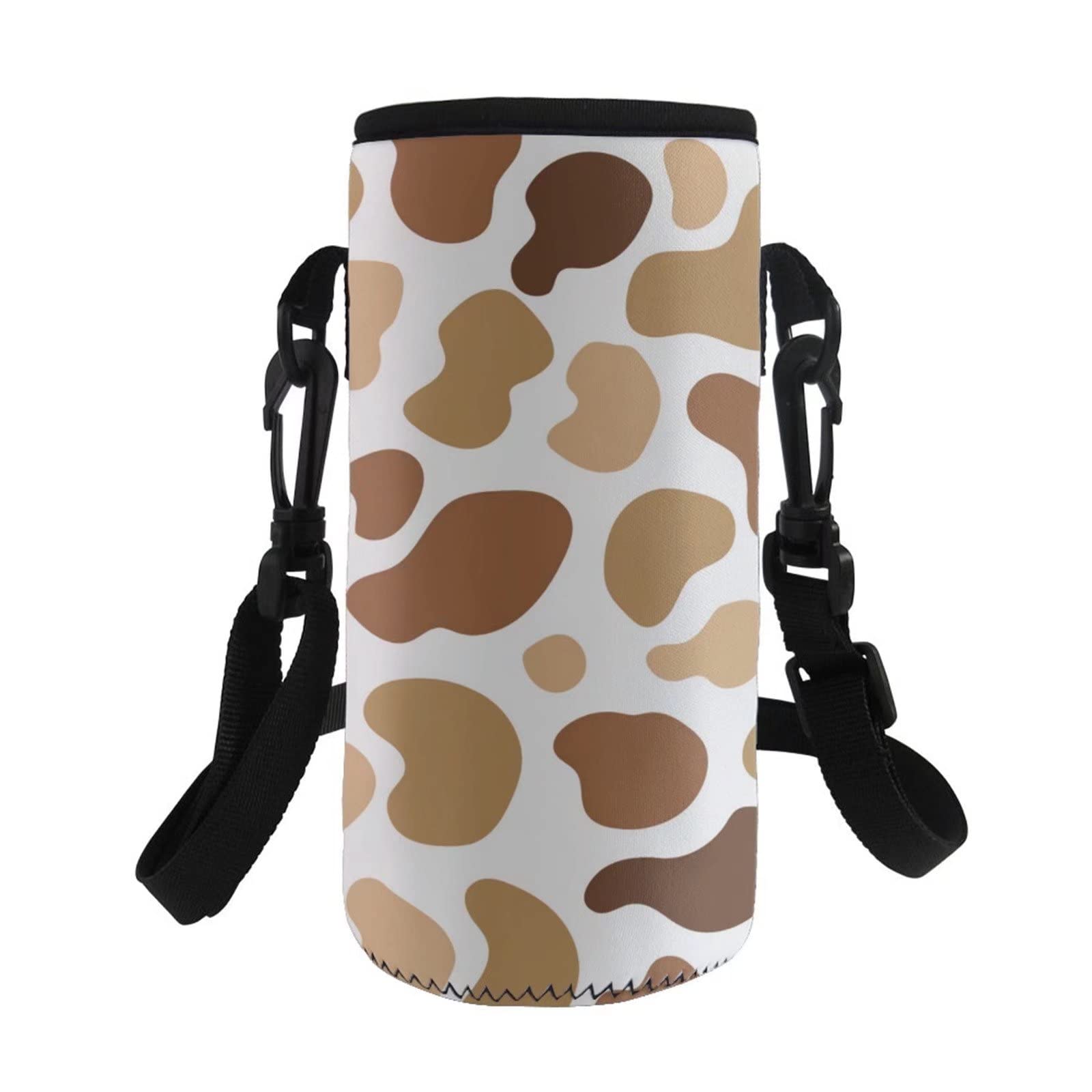 COEQINE Neoprene Insulated Water Bottle Carrier with Brown Cow Pattern for Kids Adult School Outdoor Sports Hiking โ image 1
