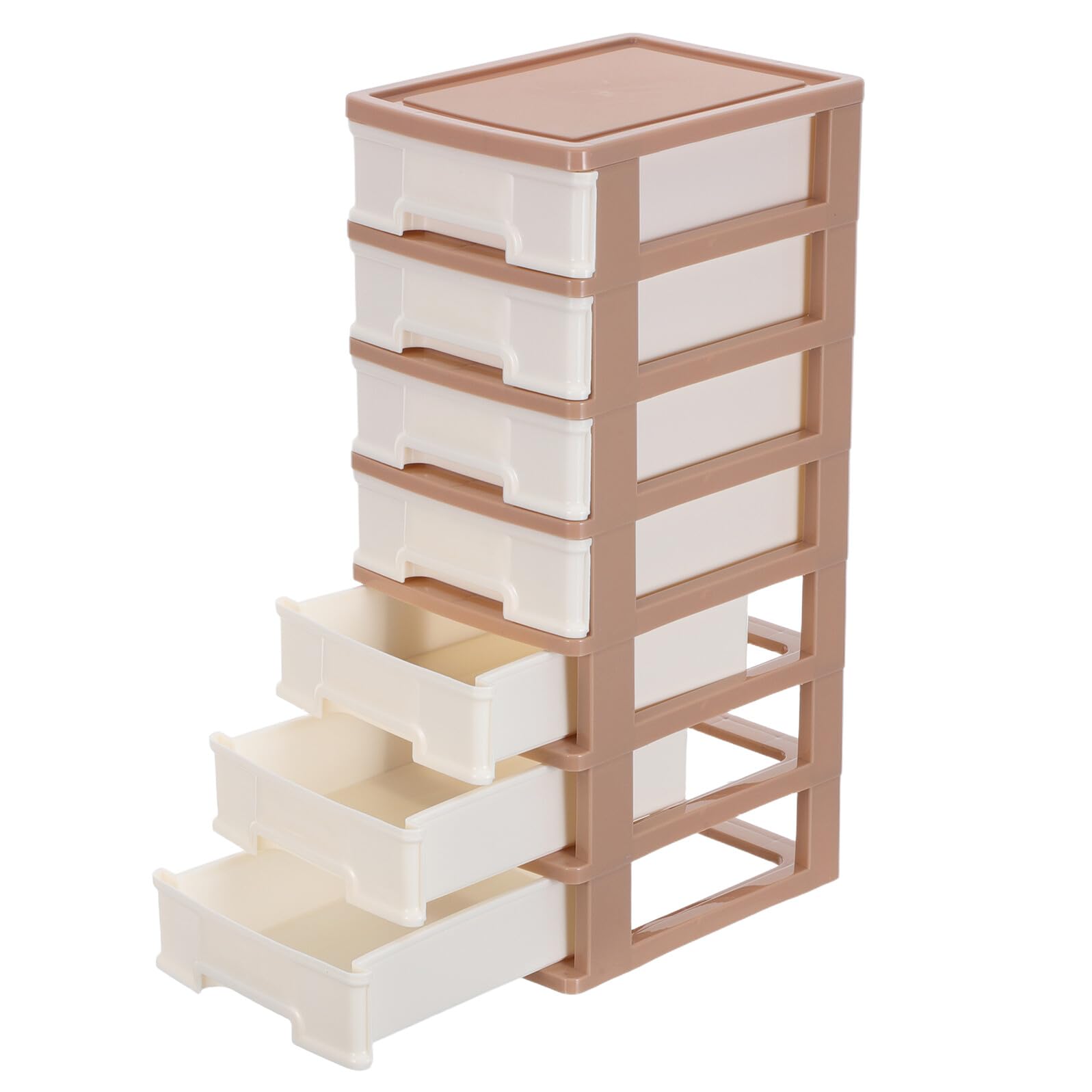 Armoire de rangement plastique 7 tiroirs WOONEKY marron foncé meuble bureau