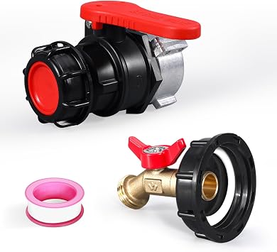 IBC Tote Valve, 2.95" Coarse Thread IBC Tote Adapter, DN50 Heavy Duty Tote Tank Drain Ball Valve Connector Replacement ball valves+ fitting, DN50