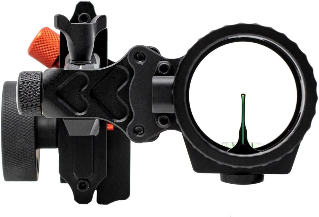 Redline RL-1 Carbon Single Pin Slider Bow Sight - .019 Fiber Pin with 2nd & 3rd Axis Adjustments and Enclosed Fiber Optic Ring, Right Handed Bow Setup