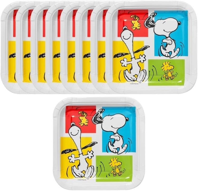 Fun Express Bulk 96 Count Peanuts Snoopy & Woodstock Square Paper Dinner Plates