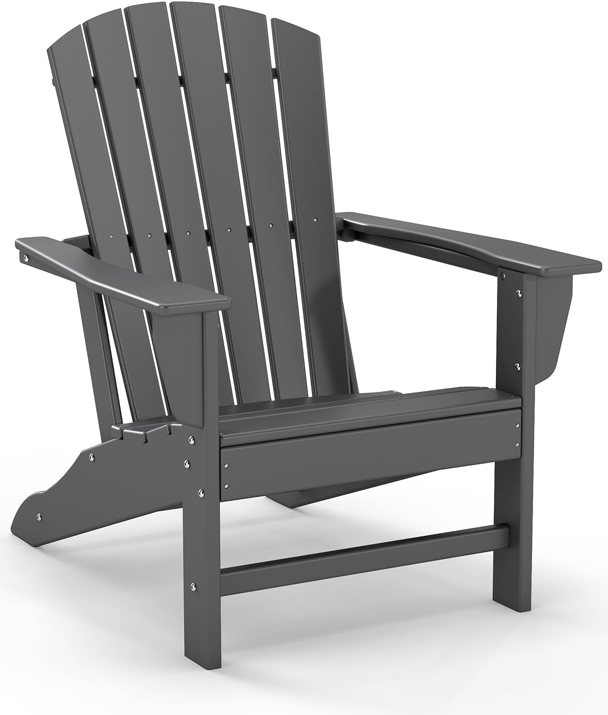 GREENVINES Adirondack Chair | HDPE Plastic | Oversized Fire Pit Chairs | All Weather | Grey | Poly Lumber | for Outdoor Deck Backyard Patio Garden