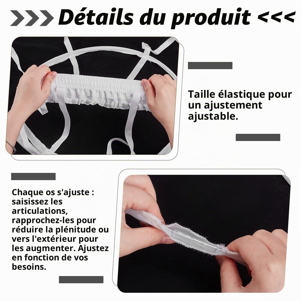 FINGERINSPIRE Cage Cerceau Jupon Robe Panier 59x47cm Polyester Fil Plastique Jupon Robes Panier 2 Cerceaux Tournure Cage Crinoline pour Mariage Robes de Mariée Robe de Bal Décoration