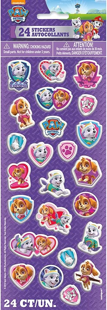 Amscan Multicolor Paw Patrol Girl Puffy Sticker Sheet (1 Count) - Fun, Unique Stickers - Perfect For Creative Playtime, Party Favors & Decorations
