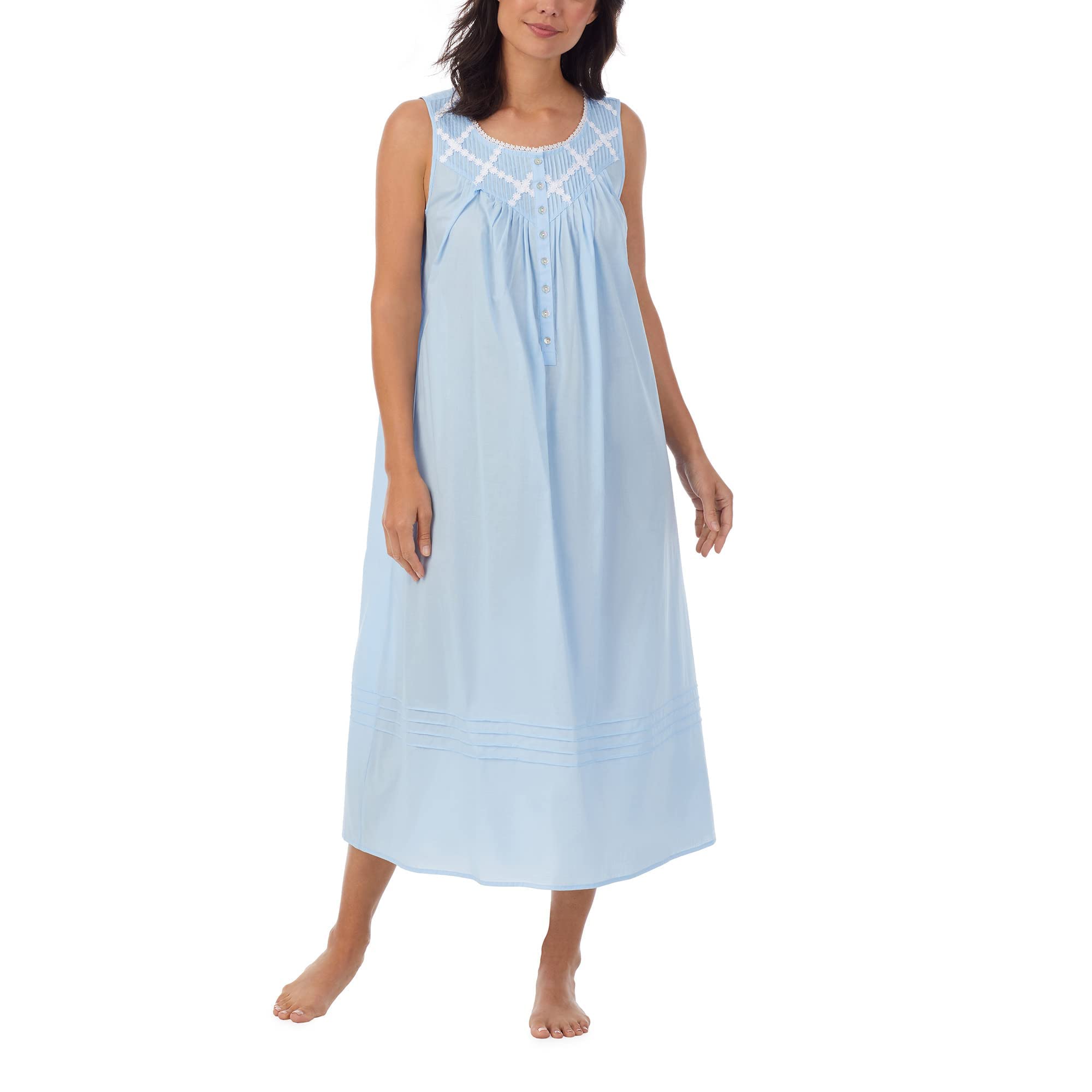 Eileen WestSleepwear & Loungewear for Women - Poetic Woven Lawn Collection - 100% Cotton Lightweight Sleeveless Nightgown