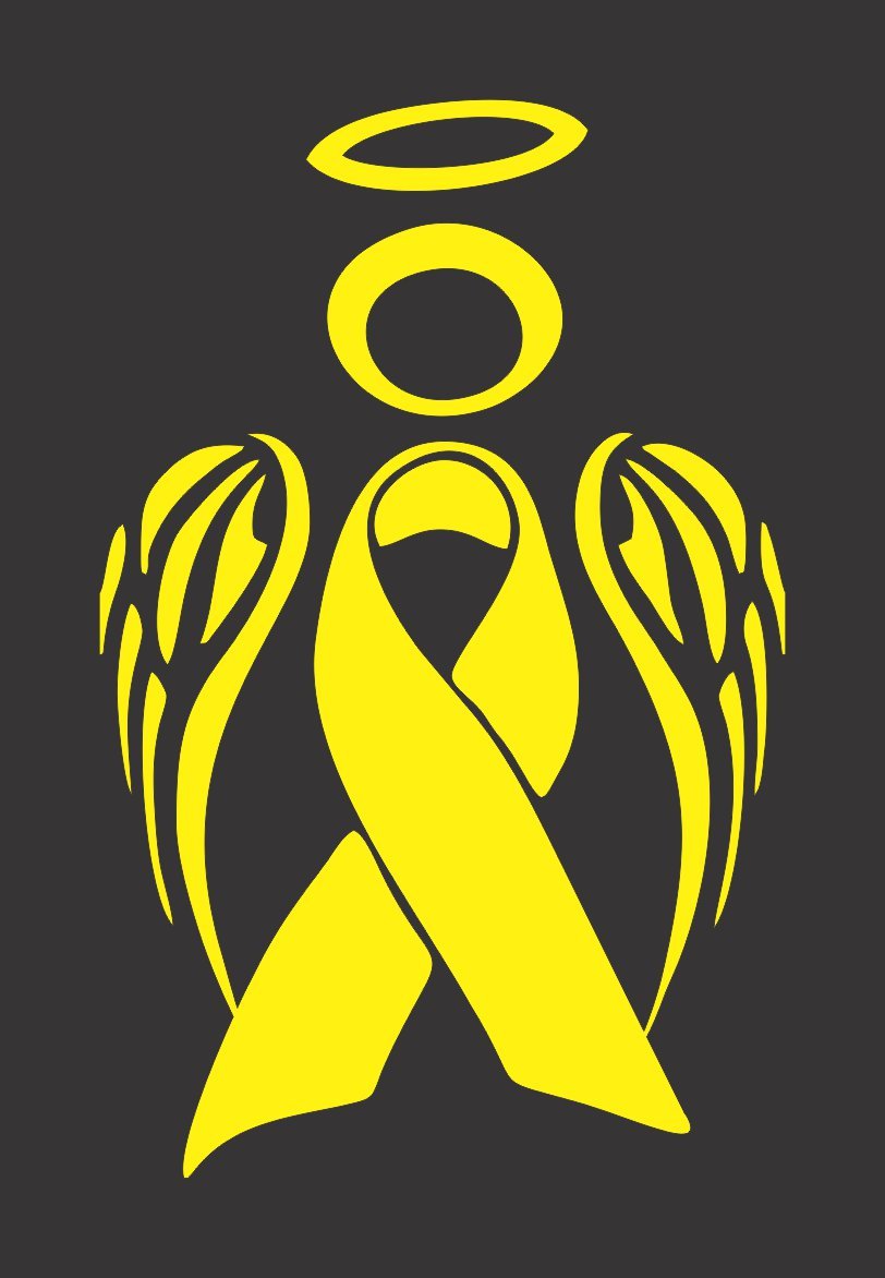 Barking Sand Designs Yellow Bone/Sarcoma Cancer Angel Ribbon Awareness - Die Cut Vinyl Window Decal/Sticker for Car/Truck