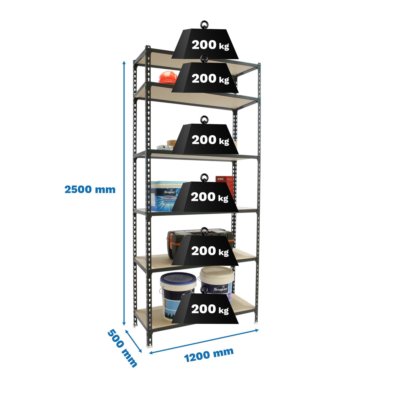 Simon Rack - Etagère Rangement 2000x1000x500mm Bleu Galva Charge 180Kg Simonclick P 18617