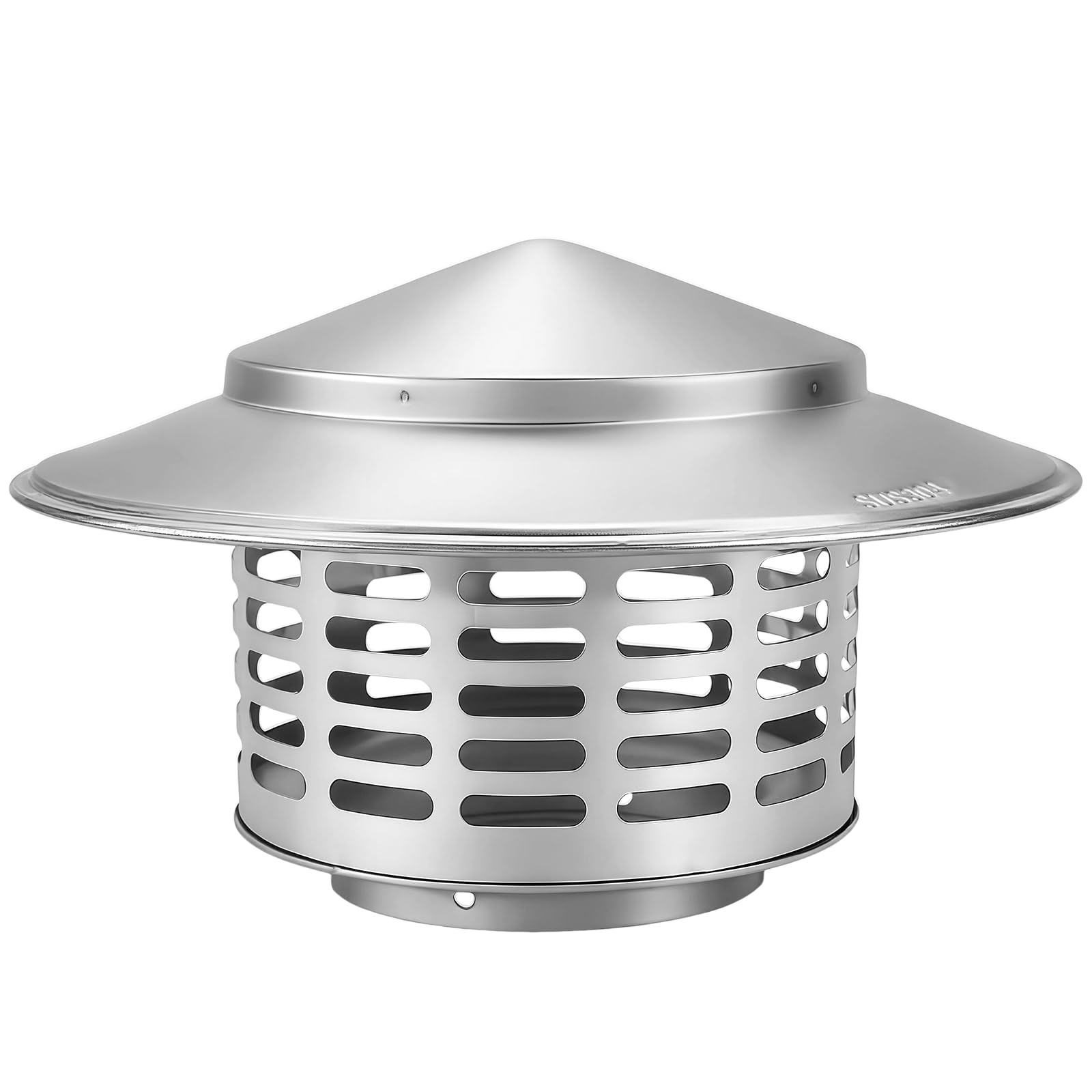 Runde Kaminabdeckung aus Edelstahl mit Sieb, konische Oberkappe für Ofen, Kamin, Dachlüftung, 7,6 cm