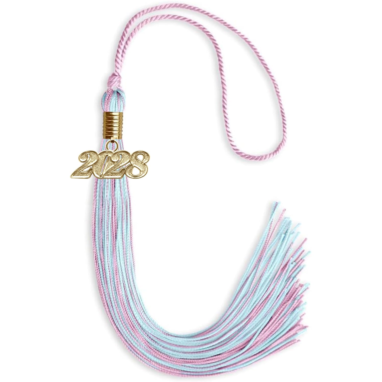 Endea Graduation Mixed Double Color Tassel with Gold Date Drop (Pink/Light Blue, 2028)