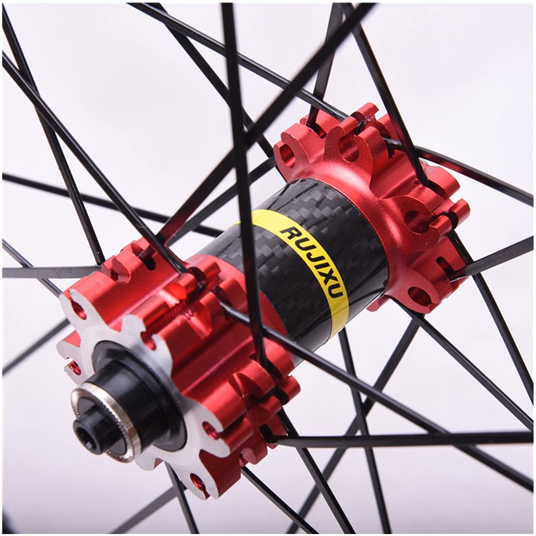 Roue VTT 26" 27.5" 29 Pouces Frein À Disque Paire Roues VTT Jante Double Couche Roulement Scellé QR 8 9 10 11 Vitesse Cassette Moyeu Carbone (Color : Red hud, Size : 27.5")