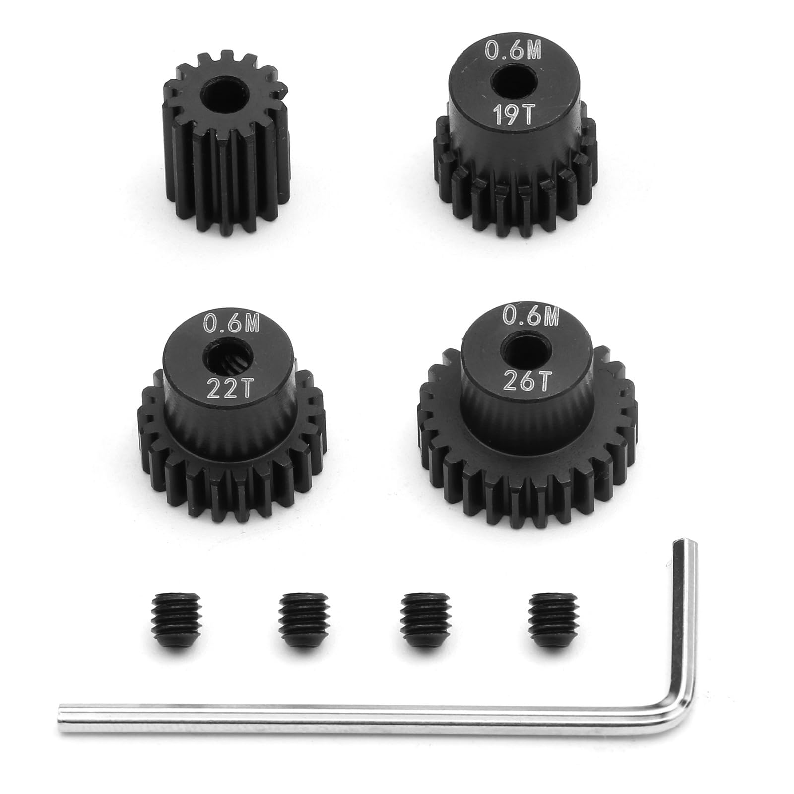 JOYSOG Engrenages métalliques 14T+19T+22T+26T pour MJX Hyper Go 1/14 14301 14303/Hyper Go 1/16 16208 16210 RC Motor Pignon Gear Set