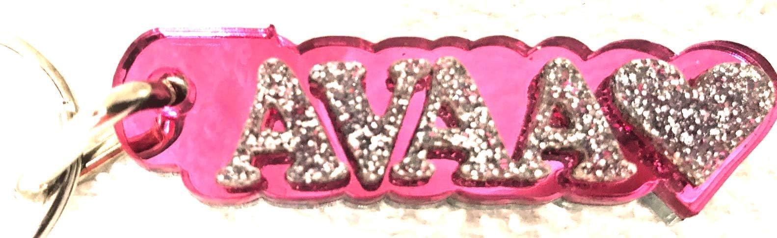MIRROR MANIA Custom Laser Cut Key Chain With Any Name Made Name Plate Custom Name Shape Key Chain Design Laser Cut Diamond Look KeyChain, Luggage Bag Tag Key Ring Custom Design
