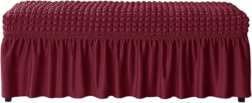 JHLD Funda elástica tapizada para banco de Seersucker para comedor, protector de asiento de banco, funda elástica para banco de comedor con falda