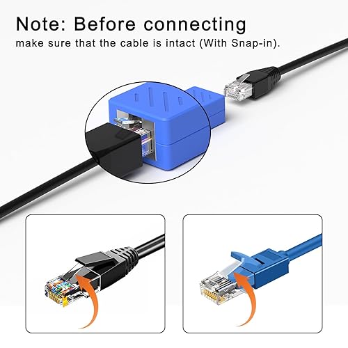 Miniatura 3 de ZUZONG Acoplador RJ45 Conector de extensión Ethernet, Cat7 Cat6 Cat5e Acoplador Ethernet hembra a hembra (azul 5 unidades)