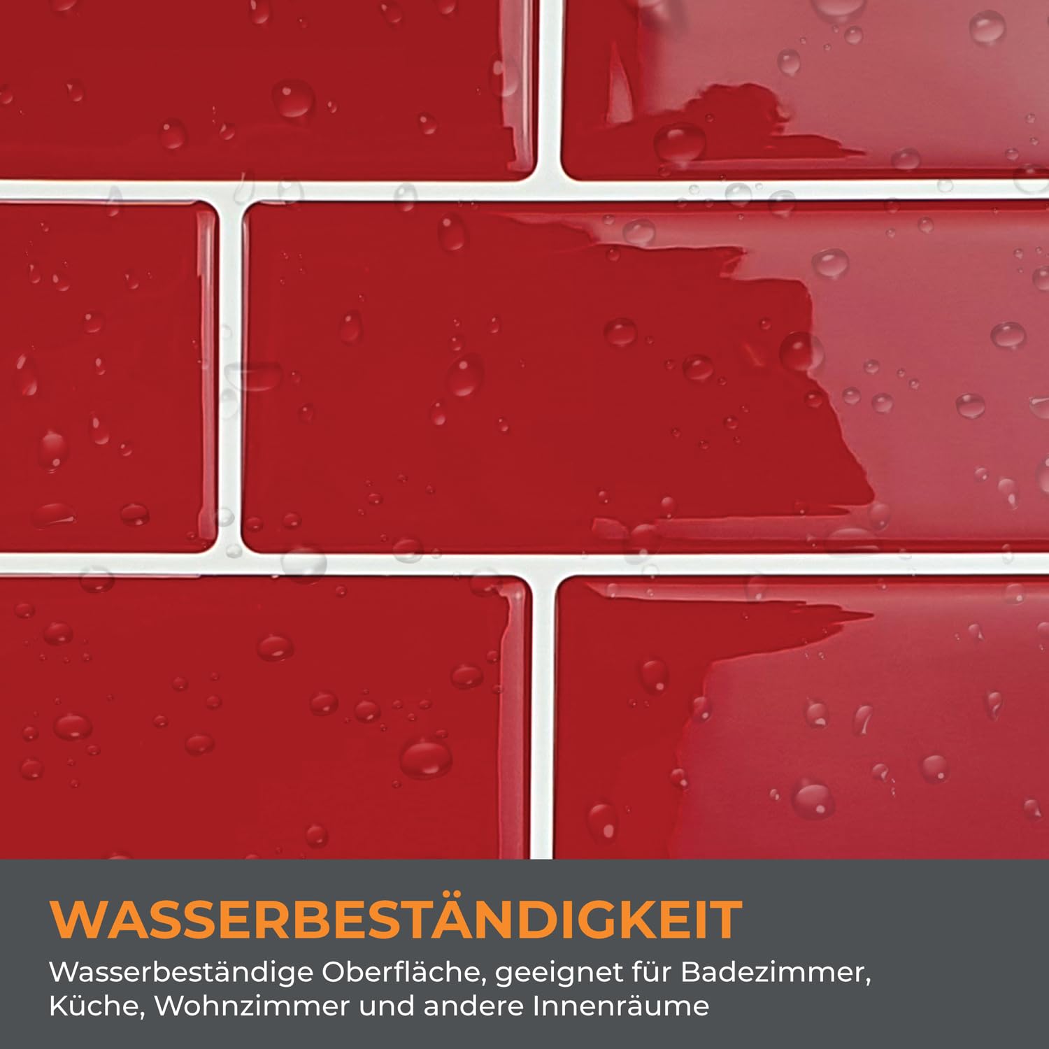 WALPLUS - Lote de 6 azulejos adhesivos de cocina, 30,5 x 30,5 cm, adhesivos de pared para cocina, extraíble, azulejos adhesivos de pared, color rojo cereza