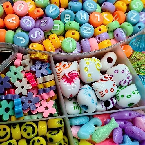 Kit Miçanga Infantil Para Fazer Pulseiras Letras Coloridas + Silicone