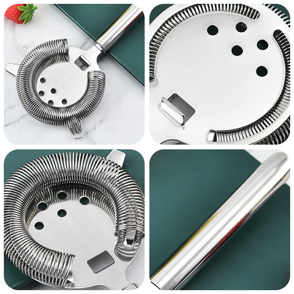 Cocktail Strainer Silver Stainless Steel Bartender Strainer with Wire Spring Ice Separator Cocktail Filter Bartending Filtering Tool for Bar Club Party Home Drinks - Image 4